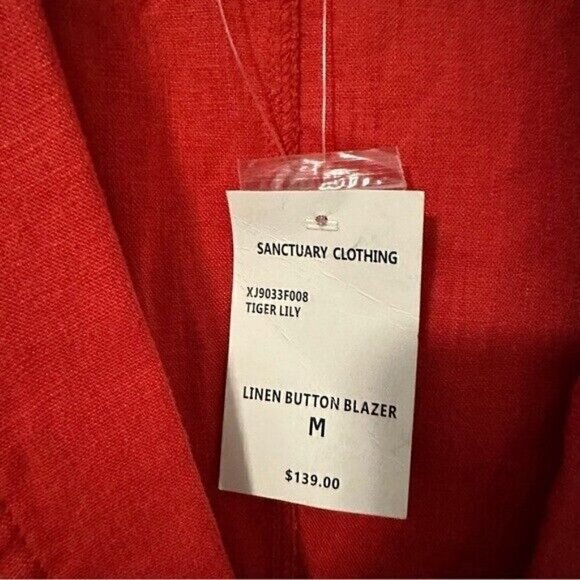 Sanctuary Red Tigerlily Linen Button Blaze Women’s Size Medium NWT - Picture 7 of 11